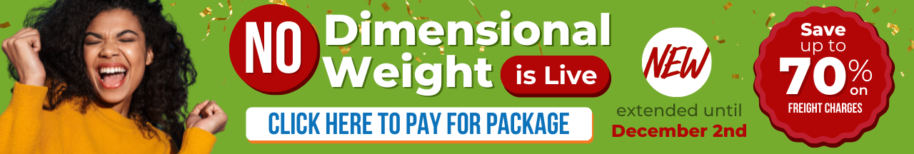 No Dimensional Weight is Live Click here